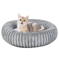MINGT Donut Cat Bed Ultra-Soft Fluffy Round Small Pet Bed Grey 16x16x5in by Deal US