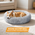 MINGT Donut Cat Bed Ultra-Soft Fluffy Round Small Pet Bed Grey 16x16x5in by Deal US