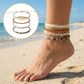 4 PCS Beach Summer Ankle Bracelets for Women, Adjustable Boho Anklets for Women,