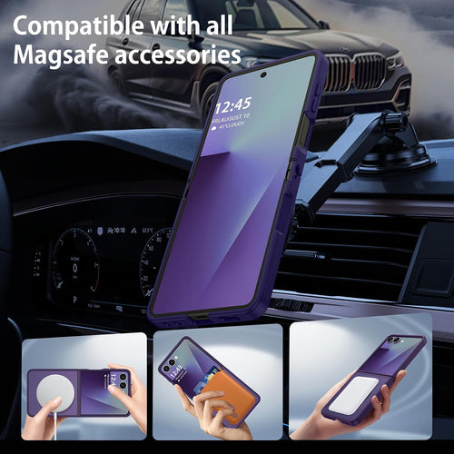 Magnetic Dual-Layer Shockproof Case for Samsung Galaxy Z Flip 7 Purple by Merch Section