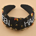 ABONDEVER Halloween Headbands Women Black Rhinestone Beaded Boo Pumpkin by Deal US