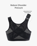 Upushall Front Closure Posture Bra Wireless Full Coverage Black Size 2XL by Deal US