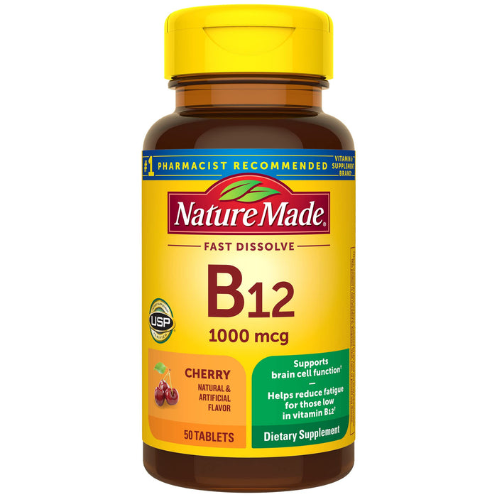 Vitamin B12 (Cyanocobalamin) 1000 mcg Tablets, 50 Count by Pasteur Pharmacy