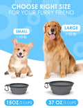 Aonkey Collapsible Dog Bowls with Bottle Carrier, 2 Pack Travel Dog Water Bowl Upgraded Carabiner, One-piece Molded Rim No Fall Off or Crack, Foldable Silicone Portable for Pets Walking Hiking 15oz