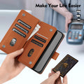 RFID Blocking Leather Folio Wallet Case for iPhone 17 Pro 6.3" Light Brown by Merch Section
