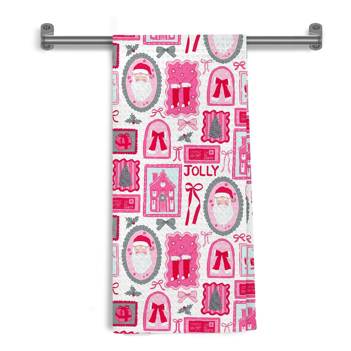 WDSFHYJK Coquette Christmas Santa Kitchen Towels Hot Pink 16x24 Inch by Deal US