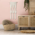 Briful Macrame Wall Hanging Shelf Cream-White with 3 Glass Vases Boho Decor by Deal US