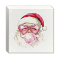 XUNLURY Santa Wooden Box Sign Pink Christmas Decor 5x5 Inch by Deal US