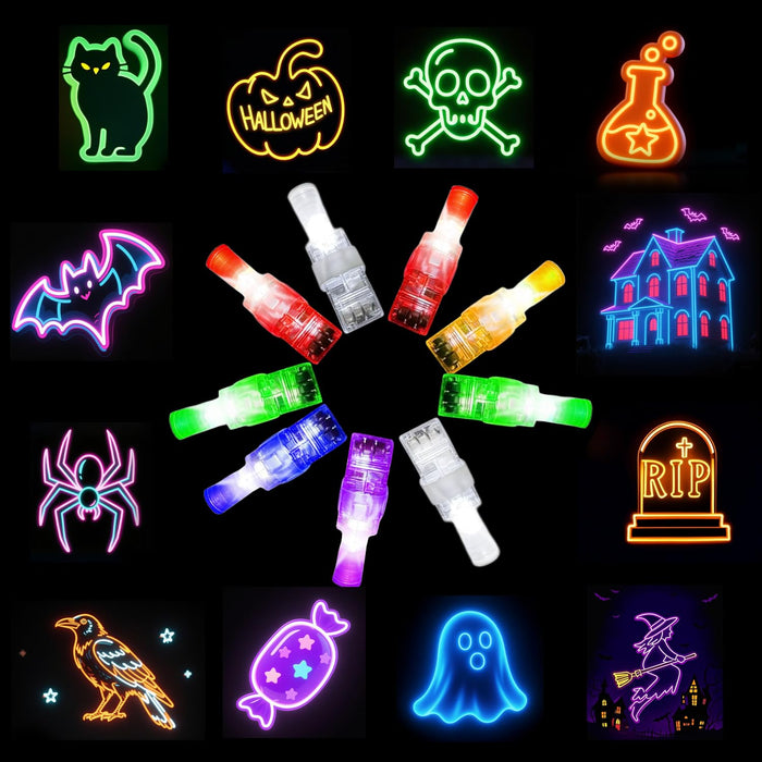 Lnbeyw Halloween Party Favors 72 Pcs Multicolor LED Finger Lights Glow Dark by Deal US