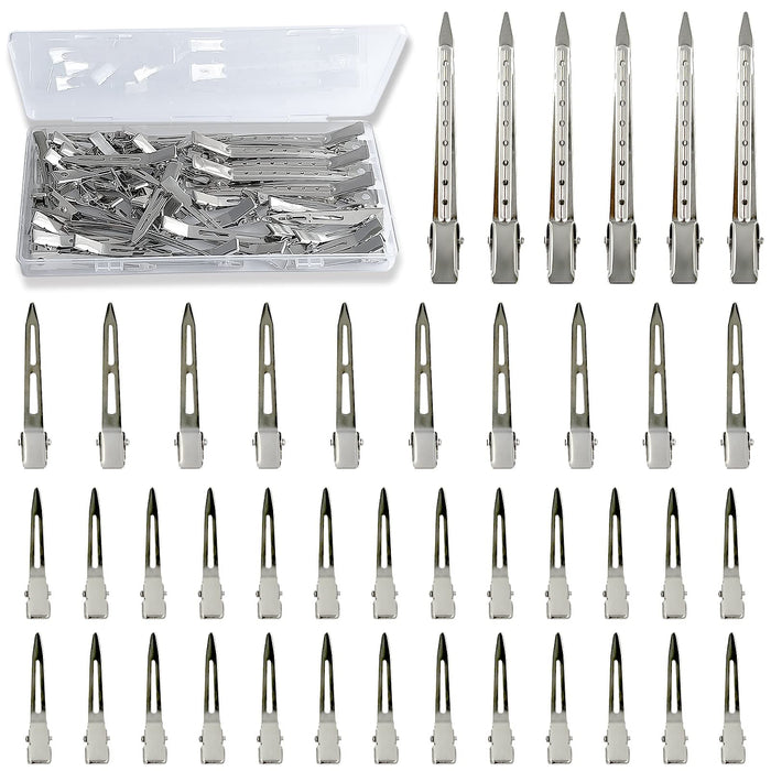 Duck Bill Hair Clips 42 Pack — Metal Styling Duckbill Clips Set for Women with C