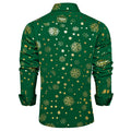 DiBanGu Mens Christmas Long Sleeve Button Down Shirt Green Gold Snowflake Size S by Deal US