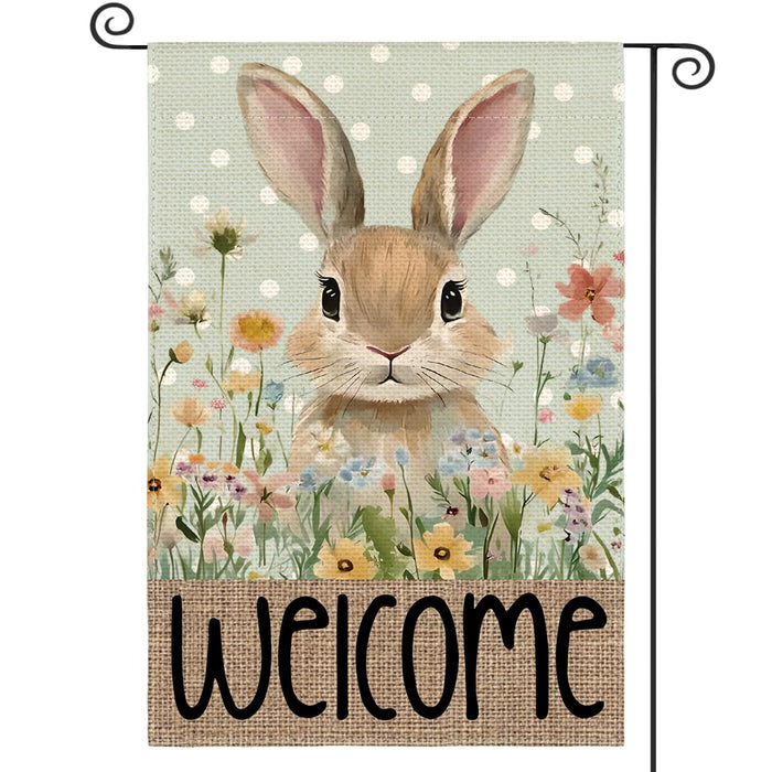 AVOIN colorlife Easter Bunny Garden Flag 12x18 Inch Blue Double Sided by Deal US