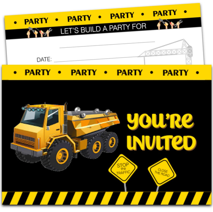 XIAOPNN Construction Birthday Party Invitation Boys, 30 Cards With 30 Envelopes by Deal US