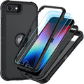 3-Layer Heavy Duty Full-Body Protective Case with HD Screen Protector for iPhone SE 2022/2020 4.7" Black by Merch Section