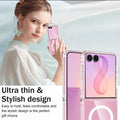 Clear Magnetic Case for Samsung Galaxy Z Flip 8 with Screen Protectors Black by Merch Section