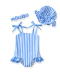 Renotemy Toddler Girl One-Piece Rash Guard Swimsuit Pink Striped Size 18-24M by Deal US