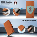 RFID Blocking Leather Folio Wallet Case for iPhone 17 Pro 6.3" Light Brown by Merch Section