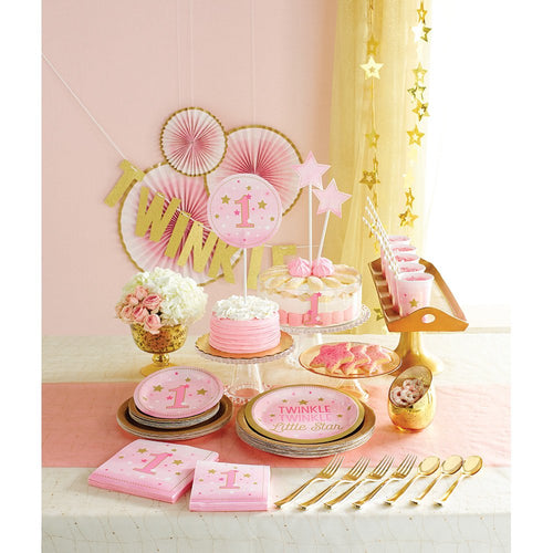 Creative Converting One Little Star-Girl Plastic Table Cover 54x102 Pink Gold by Deal US