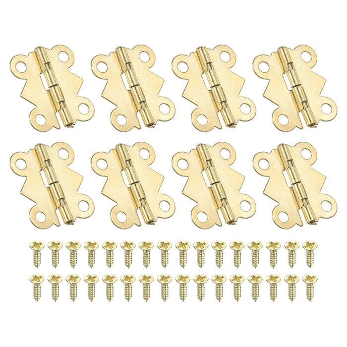 PATIKIL Jewelry Box Hinges 3/4 Inch 8 Pack Gold with Screws Butterfly by Deal US