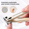 ILLFER Toe Nail Clippers 360° Rotating Long Handle Gold Stainless Steel by Deal US