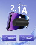Mini Portable Charger Built-In Connector For Iphone 14/13 Series, 5000Mah Small