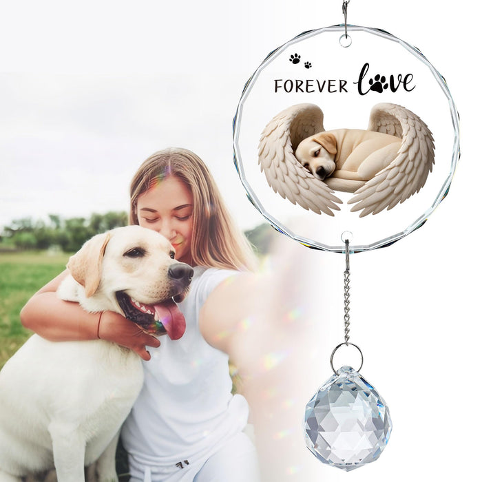 YU FENG 11.8in Dog Angel Crystal Suncatcher Memorial Rainbow Bridge by Deal US