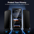 Privacy Screen Protector Case for iPhone 17 Pro 6.3" Black Ring Kickstand Military-Grade by Merch Section