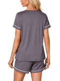 Rooscier Women's Cotton Pajama Set Scoop Neck Pocket Top Shorts Gray Size S by Deal US