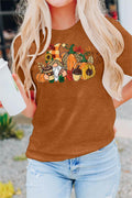 MAIHUN Womens Thanksgiving Shirt Cute Gnomes Pumpkin Fall Short Sleeve Size S by Deal US