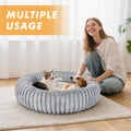 MINGT Donut Cat Bed Ultra-Soft Fluffy Round Small Pet Bed Grey 16x16x5in by Deal US