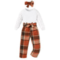 TITKKOP Toddler Baby Girl Ribbed Top Plaid Pants Belt Set Orange Grid Size 4-5T by Deal US
