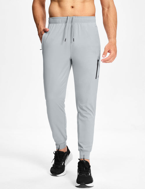MUZEGE Men's Athletic Joggers Sweatpants Lightweight Running Light Grey Size L by Deal US