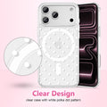 Magnetic Polka Dot Case for iPhone 17 Pro 6.3" White Clear Slim Shockproof Cover by Merch Section