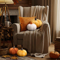 Yookeer 2 Pcs Velvet 3D Pumpkin Throw Pillows White 7''+11'' by Deal US