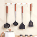 FJNATINH Silicone Spatula Turner Ladle Skimmer Set Stainless Steel Wood 4Pc by Deal US