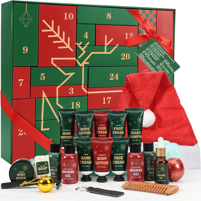 Advent Beauty Calendar 2025 Men Beard Care Skincare 24 Day Christmas Countdown by Deal US
