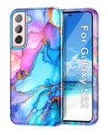 for Samsung Galaxy S22 5G Case,Marble Pattern 3 in 1 Heavy Duty Shockproof Full