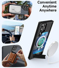 Magnetic Case for Samsung Galaxy S23 Ultra with Invisible Stand Military Grade Protection Black by Merch Section