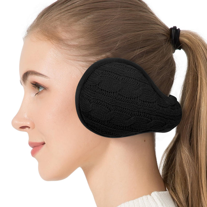 Venswell Knit Ear Muffs Winter Soft Fleece Adjustable Zz-black+white 2 PCS by Deal US