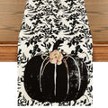 Artoid Mode Pumpkin Leaves Darkness Flower Fall Table Runner Black 13x36 Inch by Deal US