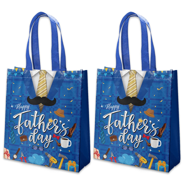 delaimastor 16Pcs Father's Day Non-Woven Gift Bags Blue Black 7.8x3.1x9.8in by Deal US