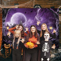 Halloween Backdrop Banner Scary Castle Cemetery Purple Full Moon 7x5Ft by Deal US