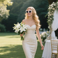 Rthjsfj White Heart Pearl Bride Sunglasses Women Wedding Bachelorette by Deal US