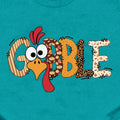 Dabon Thanksgiving Turkey Leopard Letter Print Tee Tops Cyan Size XL by Deal US