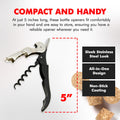 Chef Craft Select Waiters Corkscrew Foil Cutter Bottle Opener 5in Black by Deal US