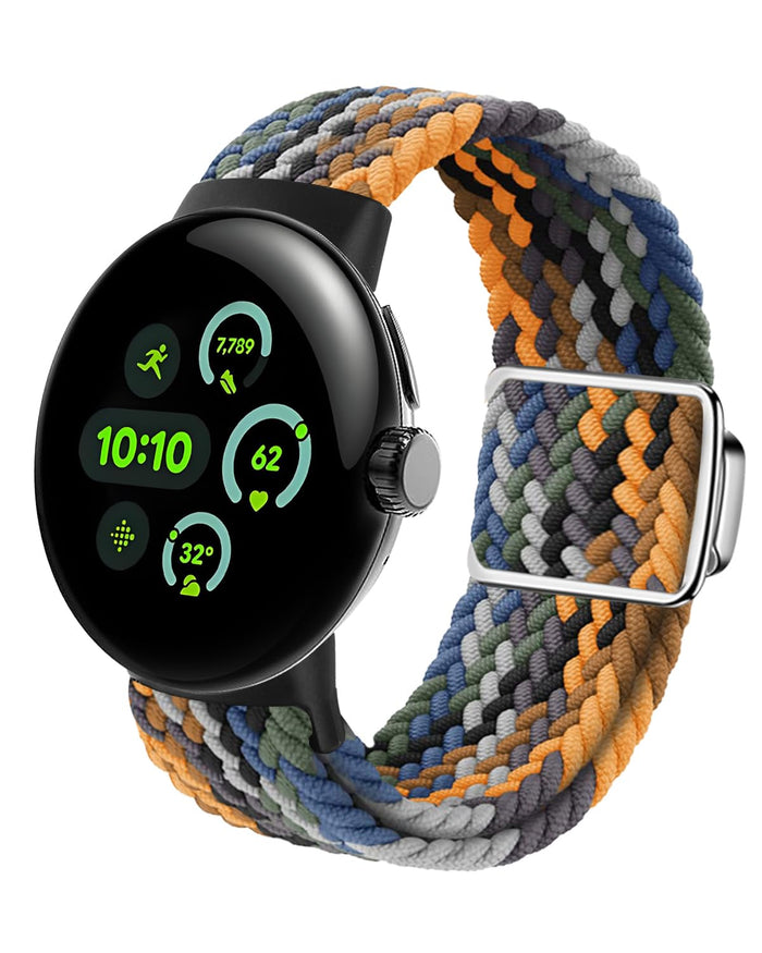 MAKCPOIMER Braided Nylon Band for Google Pixel Watch 41mm Adjustable Camouflage by Deal US