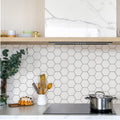 Yipscazo Hexagon Peel Stick Backsplash Tile SPC Faux Marble Pure White 1 Sheet by Deal US