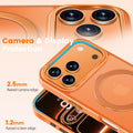 Magnetic Ring Stand Case for iPhone 17 Pro Orange Military-Grade Anti-Scratch Translucent Matte Cover by Merch Section