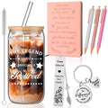 Kosiz 7 Pcs Retirement Gifts Set 2025 Glass Cup Leather Notepad Black by Deal US