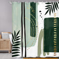 Torich Mid Century Boho Geometric Waterproof Shower Curtain 69x72 Green 12pc by Deal US
